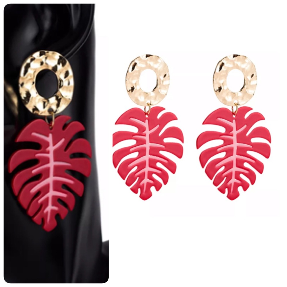 Acrylic Bohemian Leaf Shaped Earrings